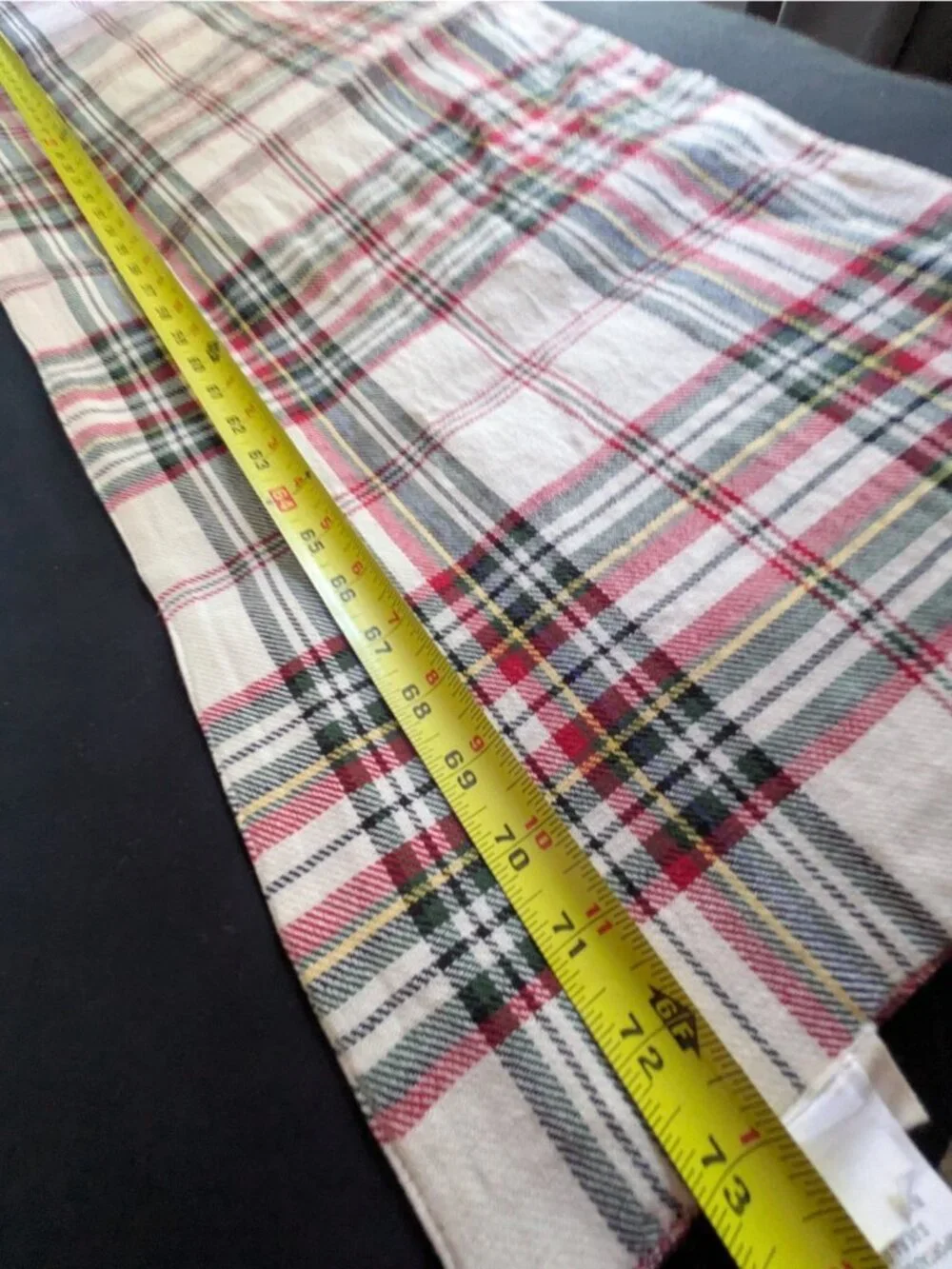 Bee & Willow Table Runner Dresser Scarf Reversible Red or Green Plaid 73x13